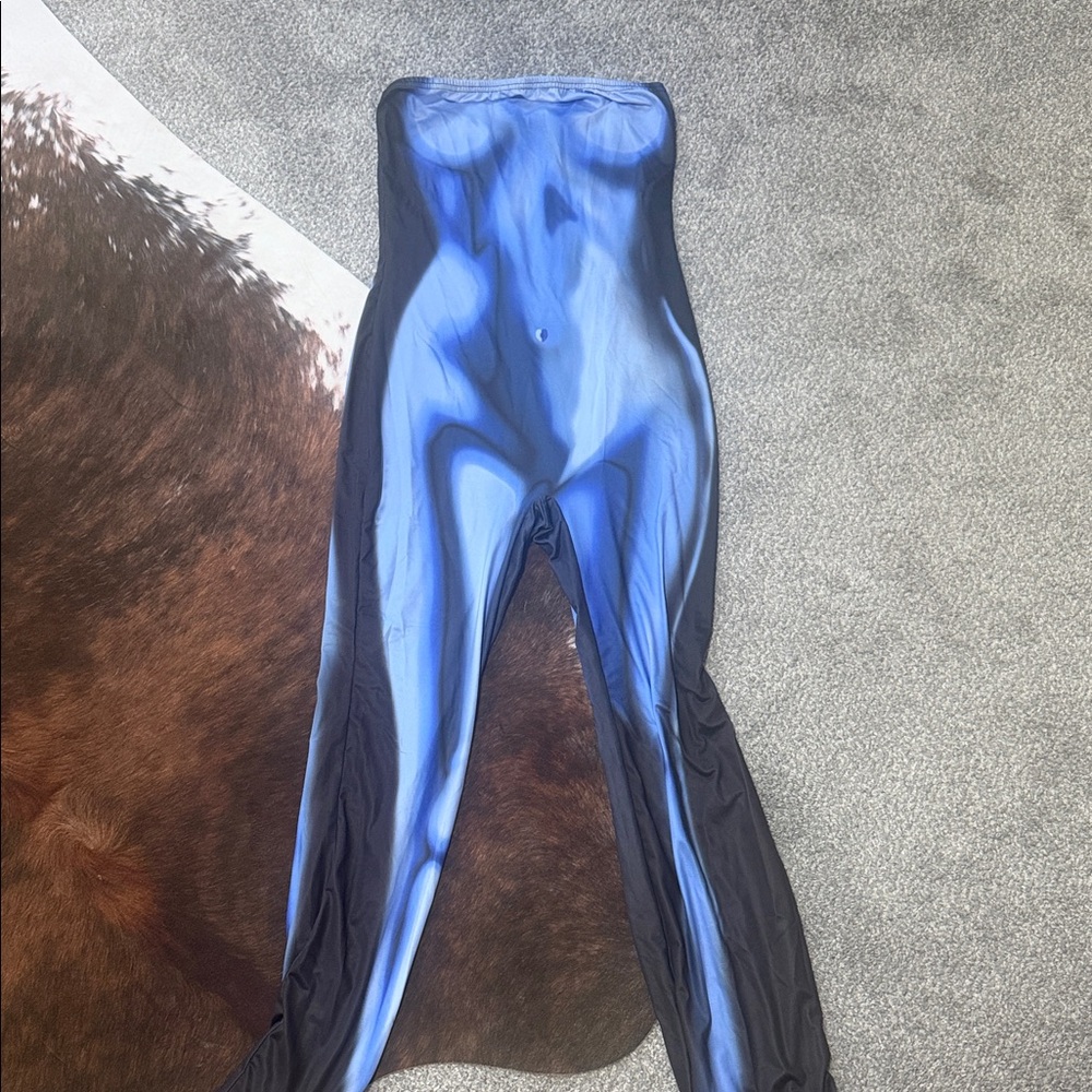SHEIN Blue and Black Straight Leg Jumpsuit